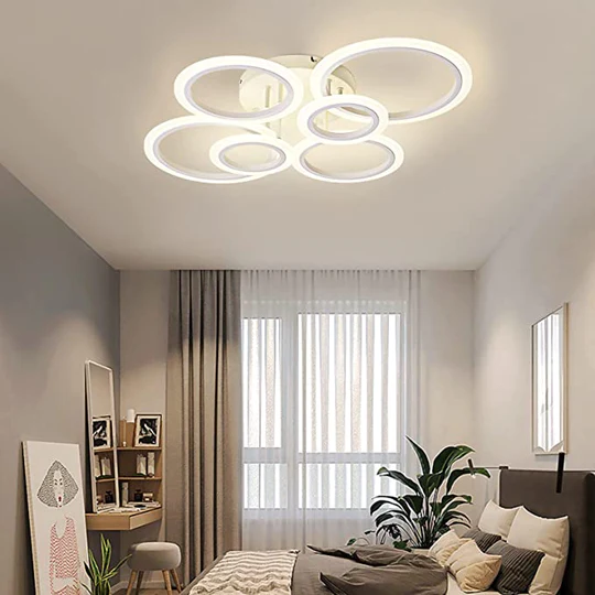 Lustra LED Cercuri 100W cu 6 brate 3 culori+IR 830mm x 140mm