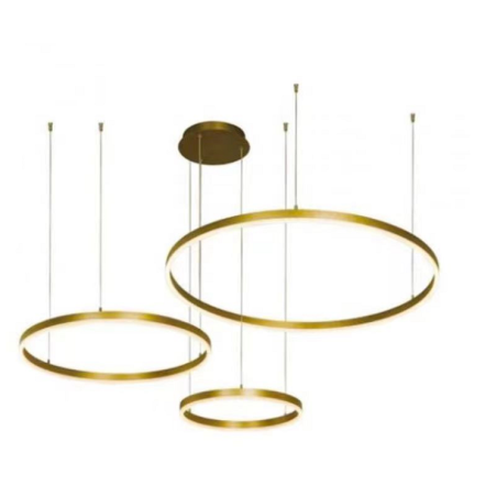 Lustra LED Suspendata 144W Auriu 3 Cercuri