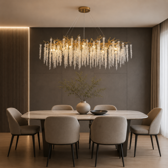 Candelabru Auriu Cristal 120CM