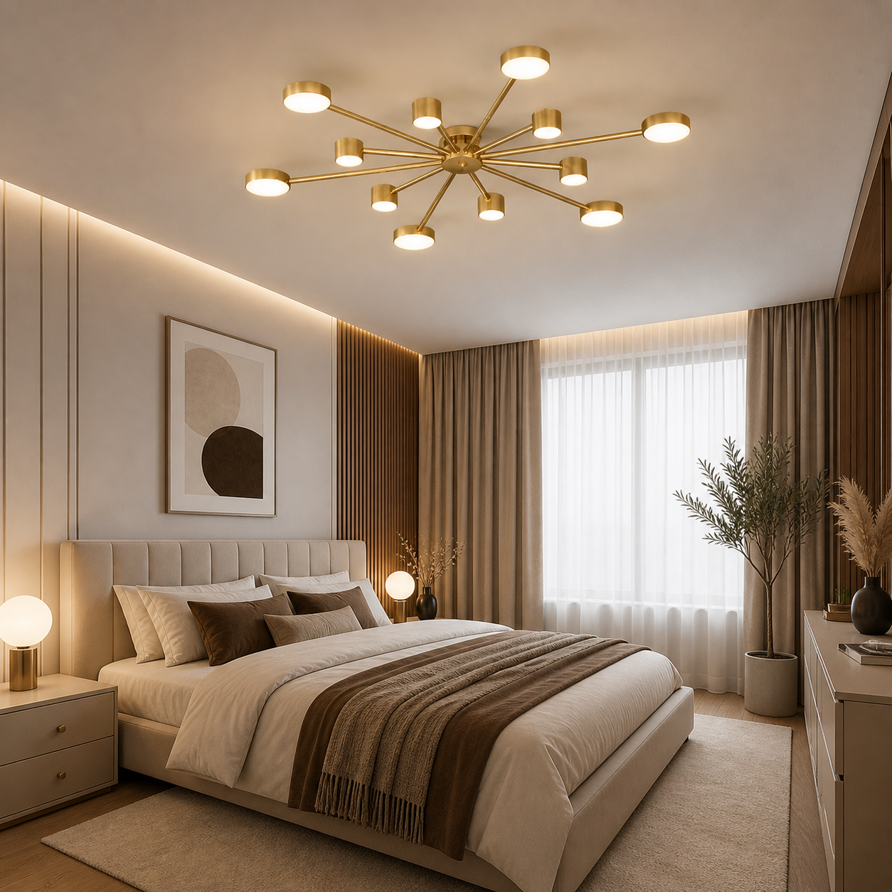 Lustra LED Aurie 120W – Iluminat Modern pentru Living și Dormitor, Design Elegant Premium, 3 tipuri iluminat, 3867