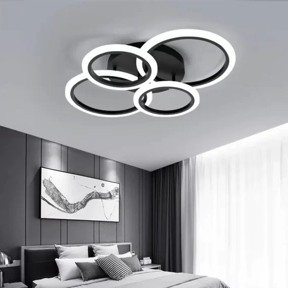 Lustra LED Cu Telecomanda, 3 Tipuri De Lumina, Intensitate Reglabila, 74w Negru