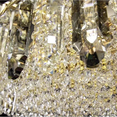 Lustră Cristal Auriu 50 cm, E27, Lustră pentru Living și Dormitor Modern, i20564