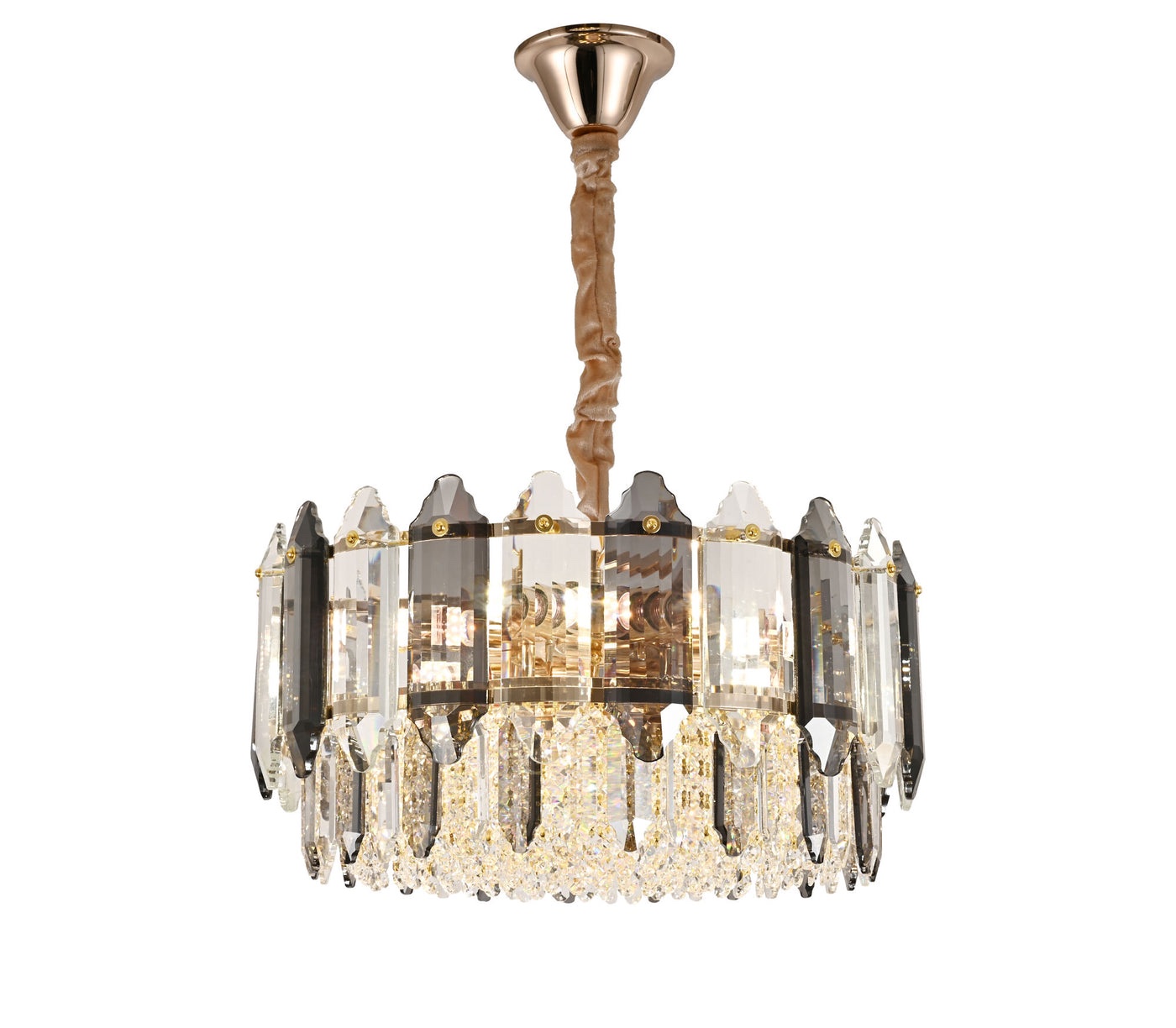 Lustră Cristal Auriu 50 cm, E27, Lustră pentru Living și Dormitor Modern, i20564