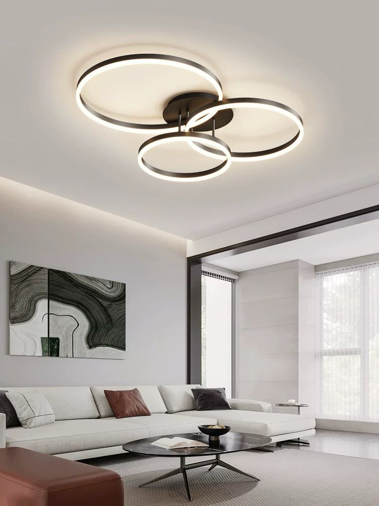 Lustra LED, Cu Telecomanda, 3 Tipuri De Lumina, Intensitate Reglabila, 160W, Negru