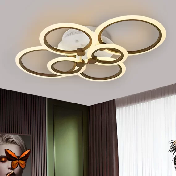 Lustra LED 6 Cercuri Maro cu Telecomanda 160W