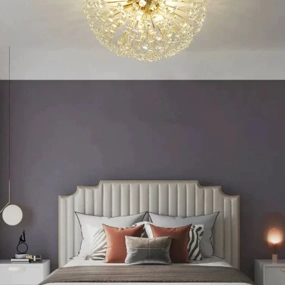 Lustra LED, Textura Cristal, Metal, 4 X G9, Auriu, D35