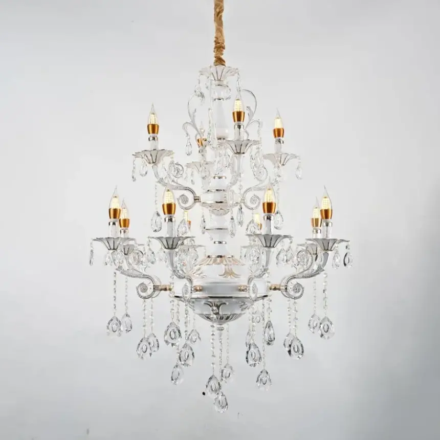 CANDELABRU CLASIC CU CRISTALE, 12xE14 FINISAJ AURIU ELEGANT 2277/12