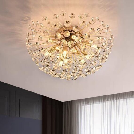 Lustra LED, Textura Cristal, Metal, 6 X G9, Auriu, D60