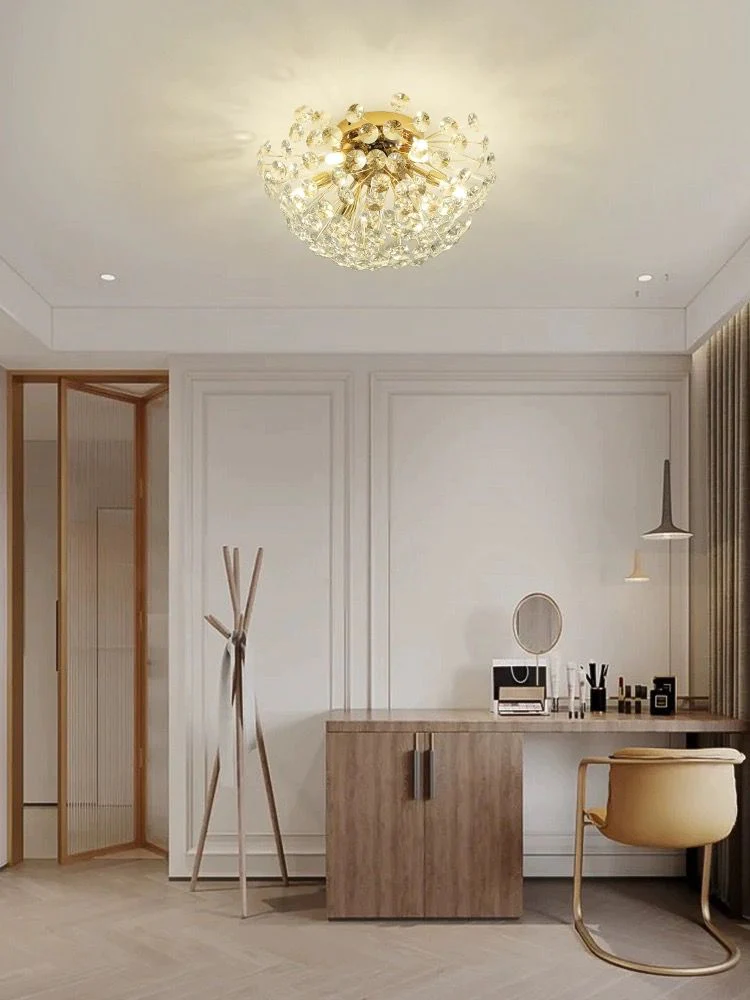 Lustra LED, Textura Cristal, Metal, 4 X G9, Auriu, D35