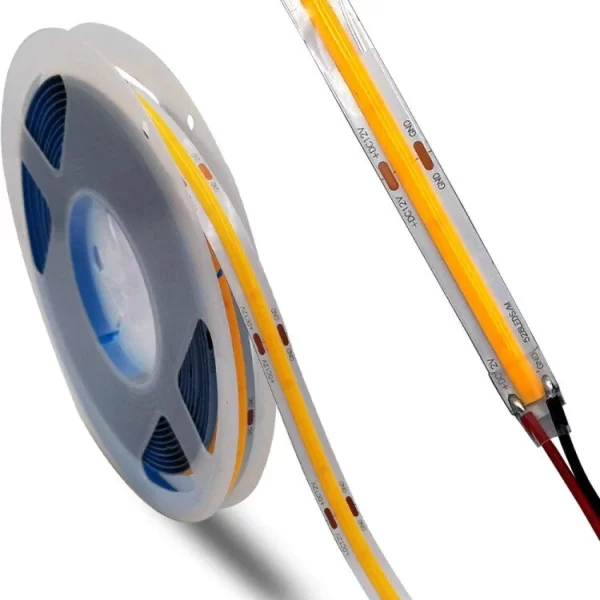 Banda LED COB, Lumina Calda, 12W/M, 5m/Rola, 12V