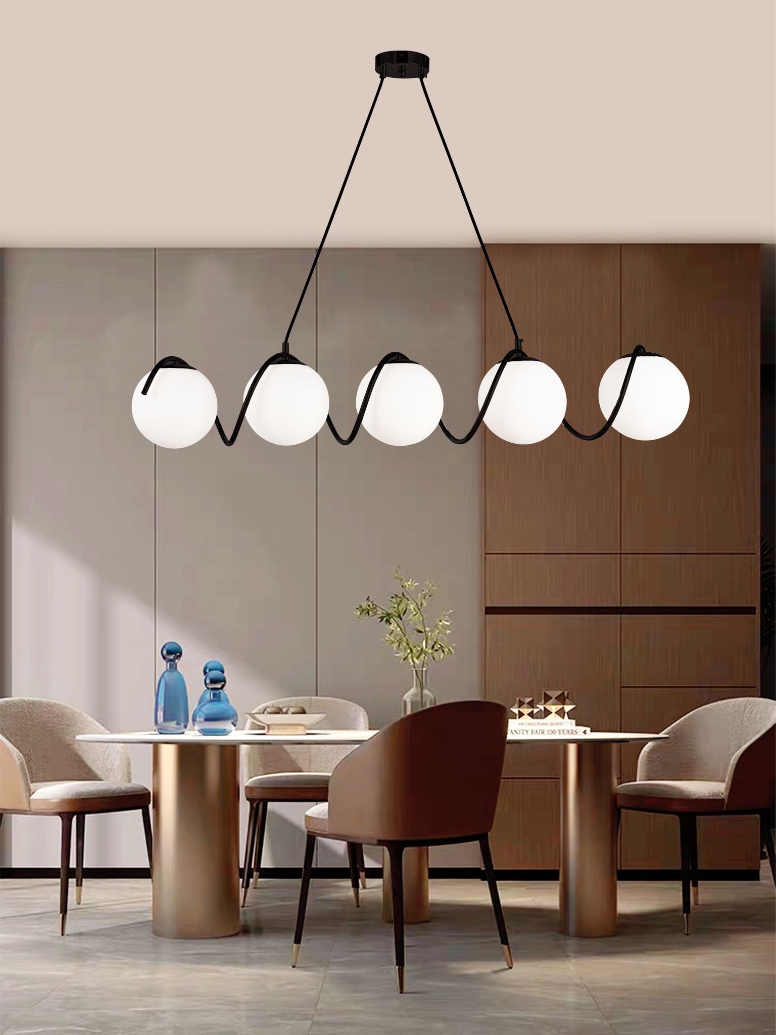 Lustra LED 5 Glob Neagra