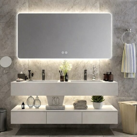 Oglinda LED baie 120x80 cm cu iluminare Ambientala, Dezaburire și 3 Tipuri de Lumină