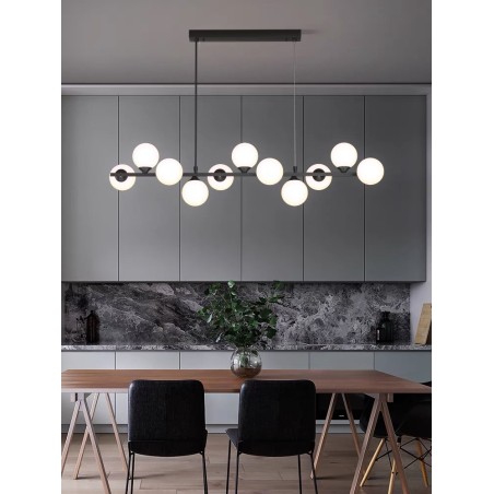 Lustra LED Negru cu 11 Glob Alb Mat G9