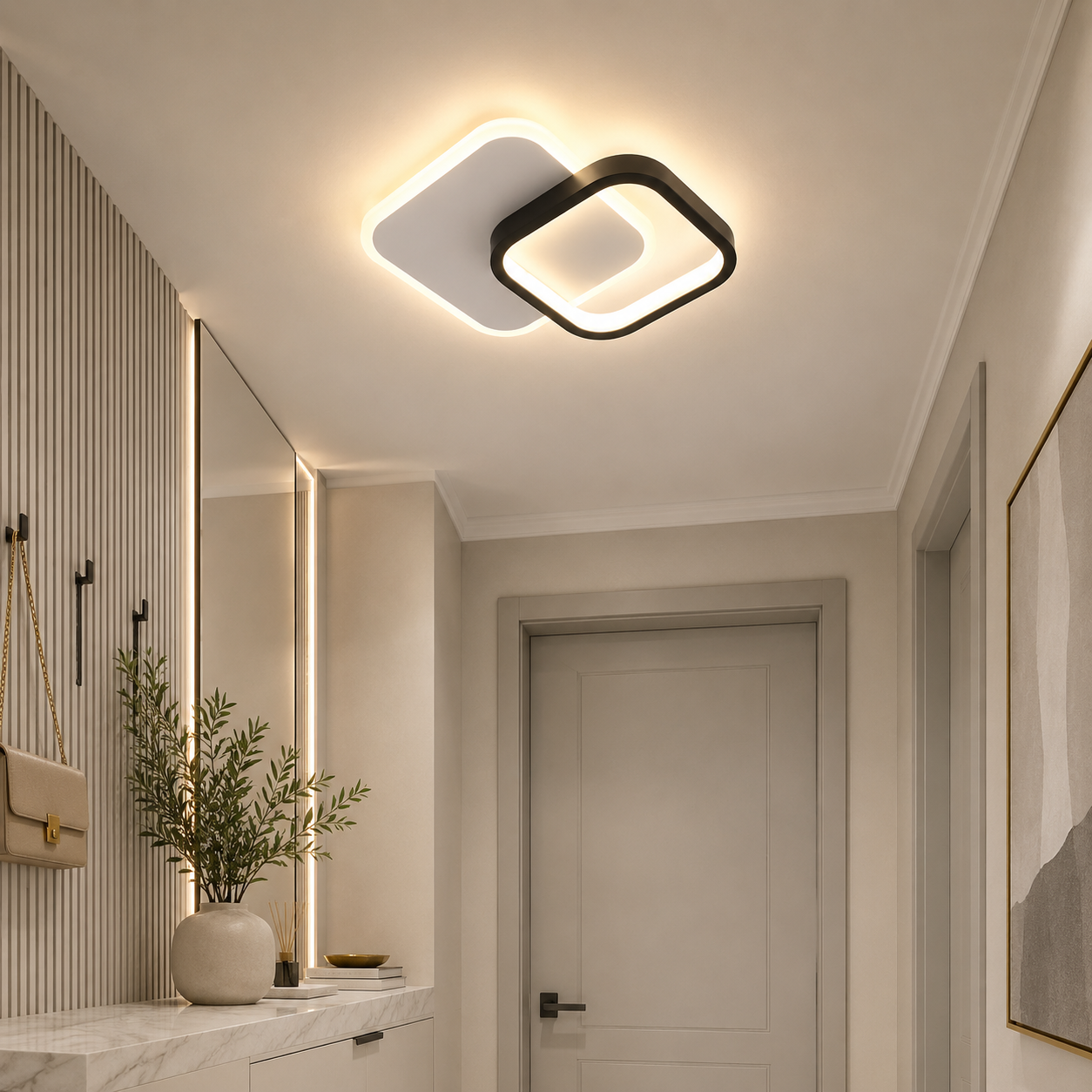 Aplică LED Moderna cu Design Geometric Alb/Negru – Eleganta 24W-1089