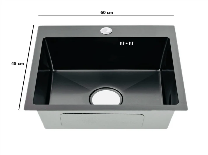 Chiuveta bucatarie, otel inoxidabil 304, kit scurgere si scurgator inclus, 60x45, gri mat RV19