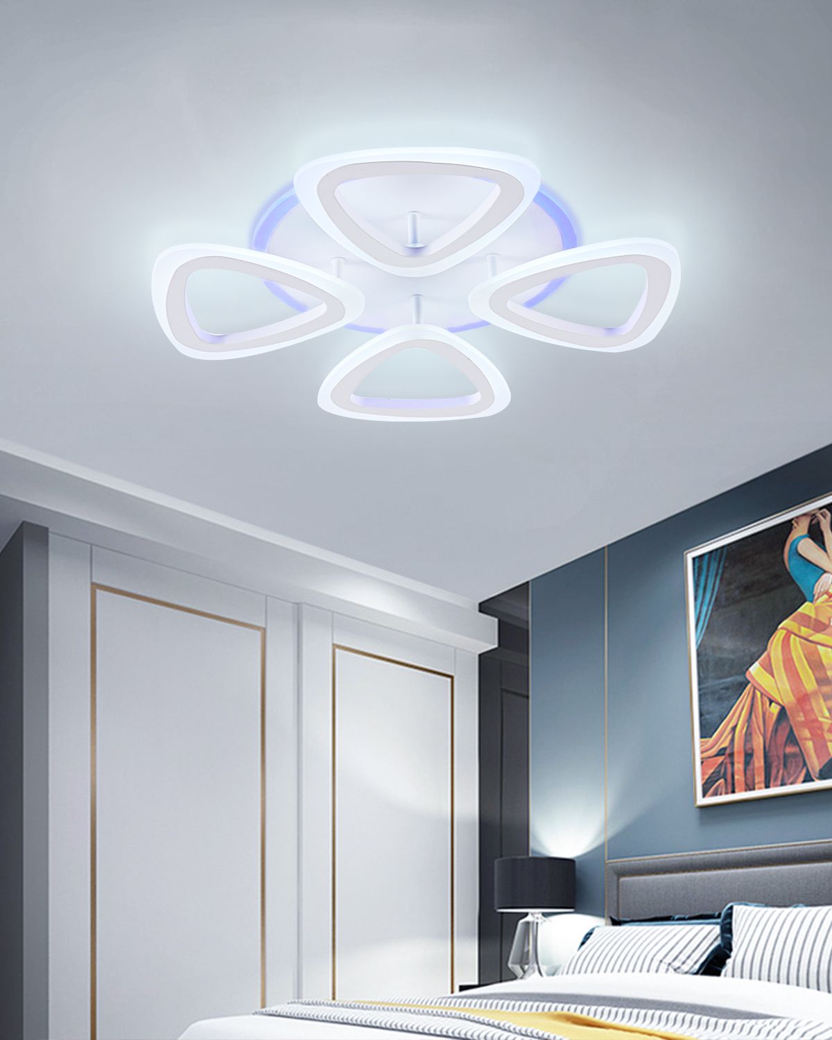 Lustra LED RGB cu Telecomanda 98W lumina/rece/calda/neutra intensitate reglabila