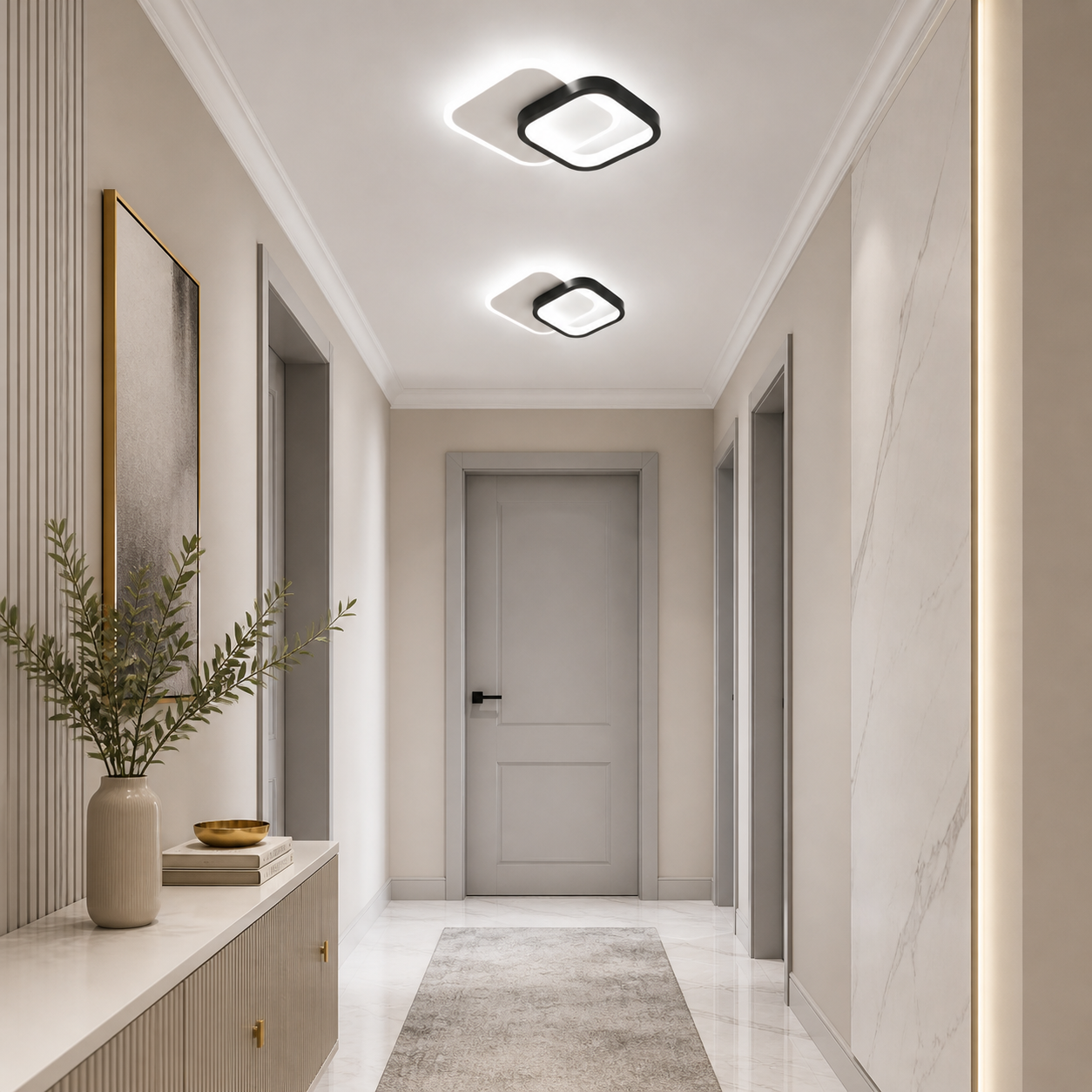 Aplică LED Moderna cu Design Geometric Alb/Negru – Eleganta 24W-1089