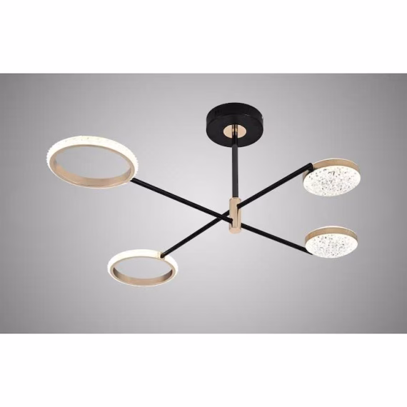 Lustra LED Cu Telecomanda, 3 Tipuri De Lumina, Intensitate Reglabila, Negru/Auriu