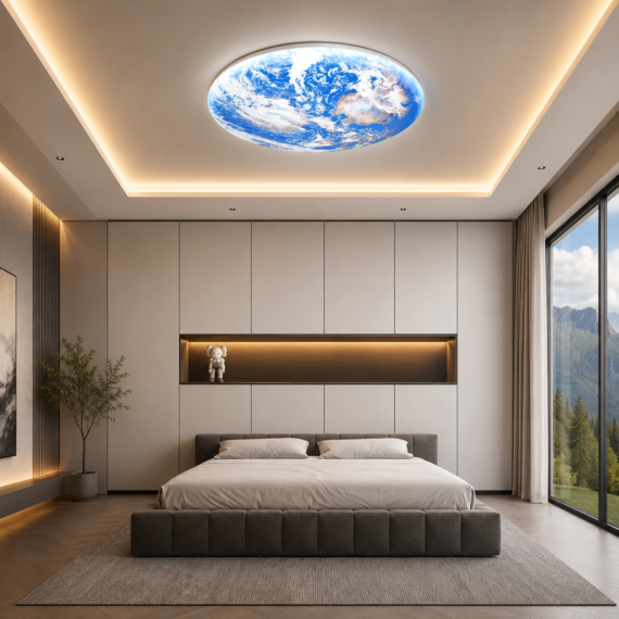 Lustra LED Plafoniera, Diametru 50cm Pamant, 80W lumina calda ,rece si neutra