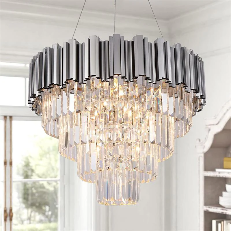 Candelabru WL339/500, Textura Cristal, Metal, 8 X E27, Argintiu