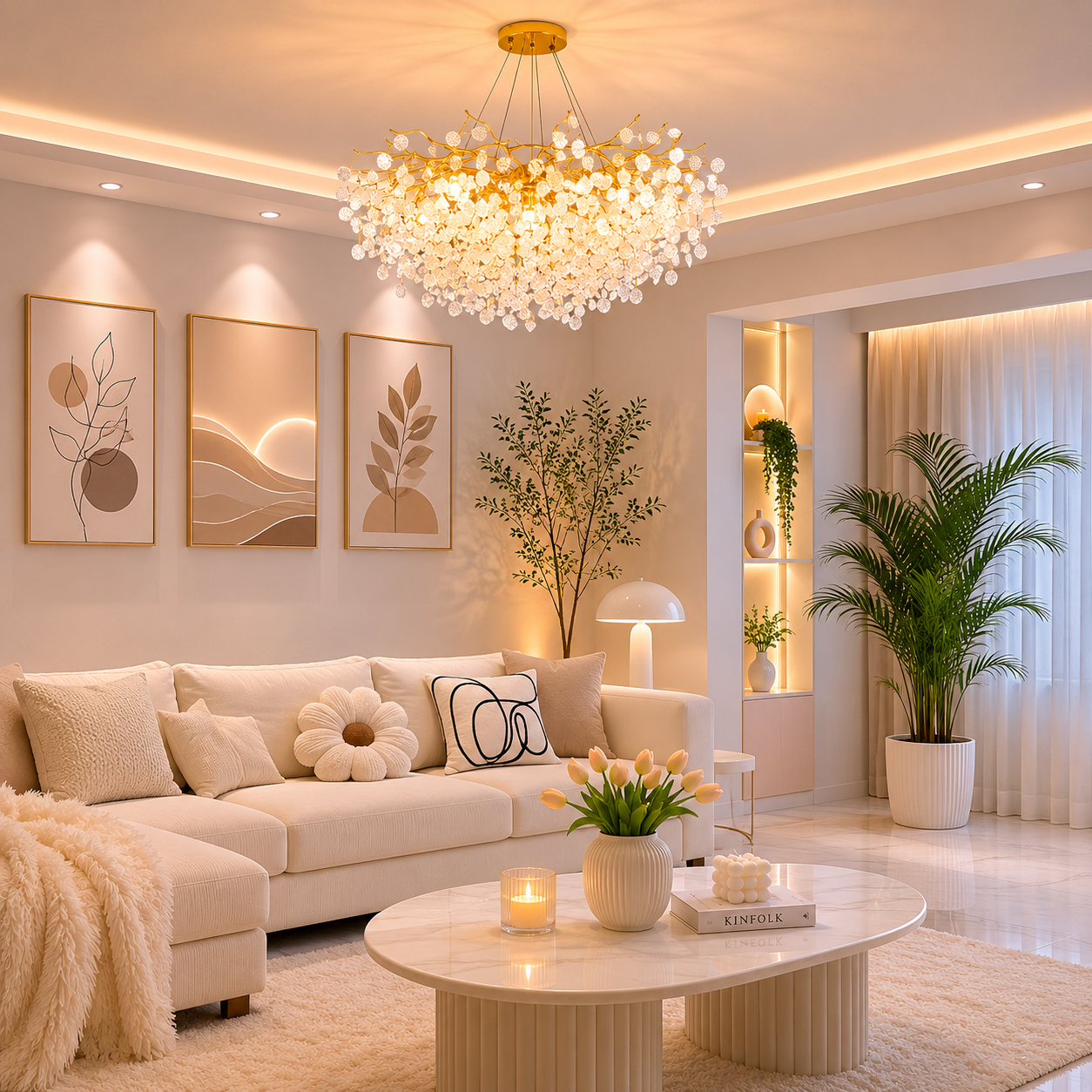 Candelabru Modern Textura Cristal, Metal, 8 X E14, Auriu R9103/800