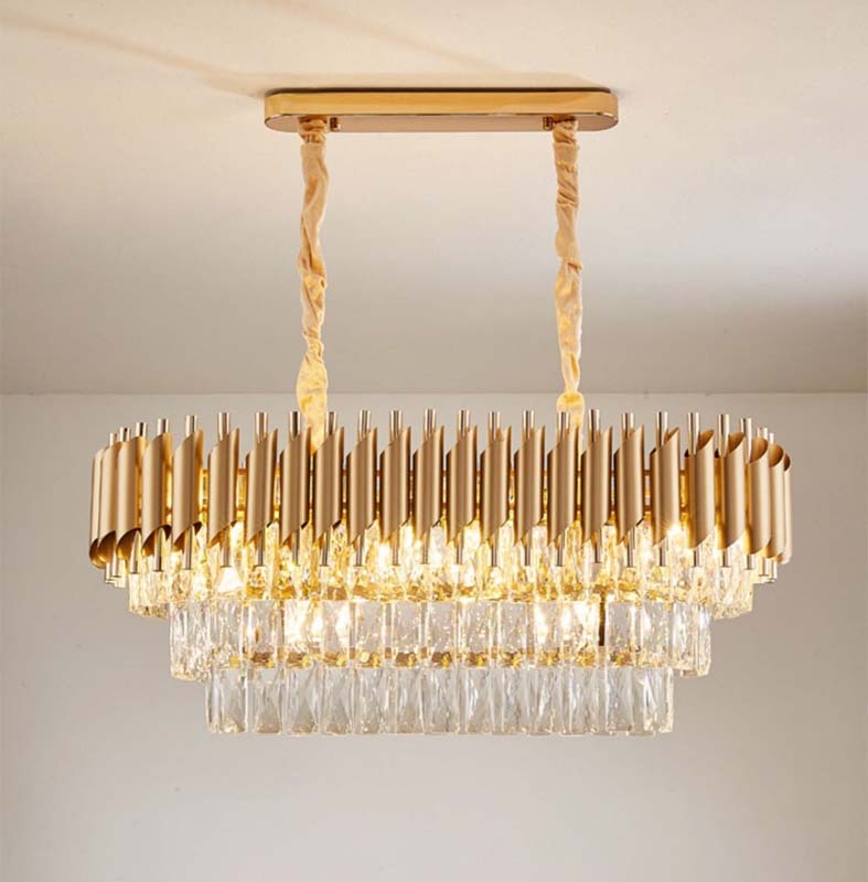 Candelabru A'Coruna 8x E27 Auriu si Cristal, 80×30 cm