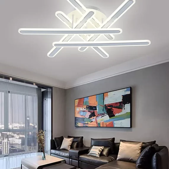 Lustra LED 126W 9117-6, Cu Telecomanda, 3 Tipuri De Lumina, Intensitate Reglabila Alb