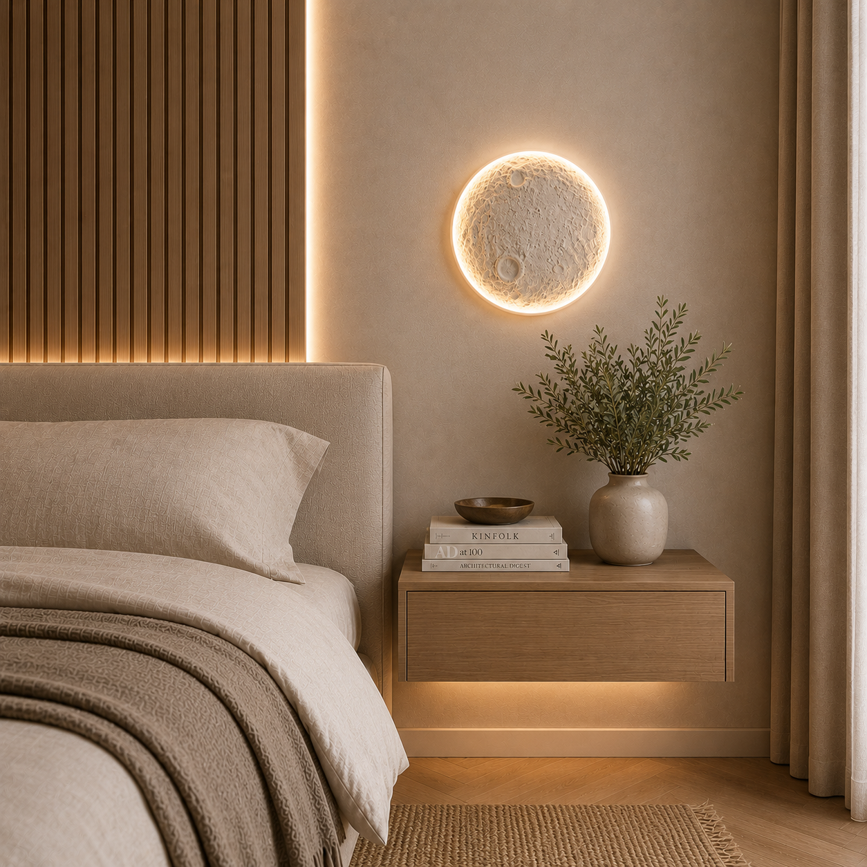 Aplica LED D24cm Forma De Luna cu RGB, Telecomanda lumina/rece/calda/neutra
