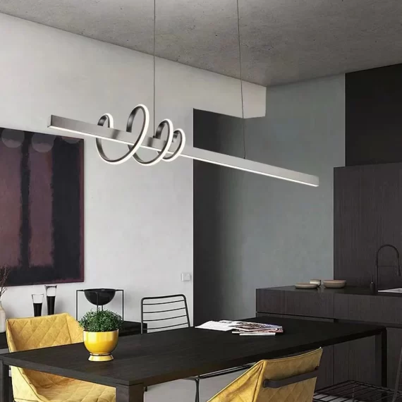 Pendul LED Cu Telecomanda, 3 Tipuri De Lumina, Inaltime Reglabila, 50W, Gri