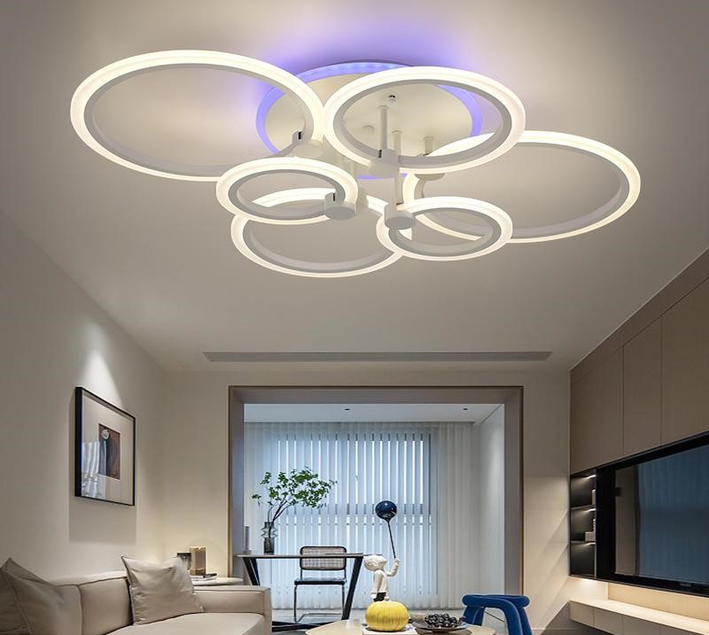 Lustra LED 6 cercuri cu Telecomanda RGB cu lumina/rece/calda/neutra intensitate reglabila