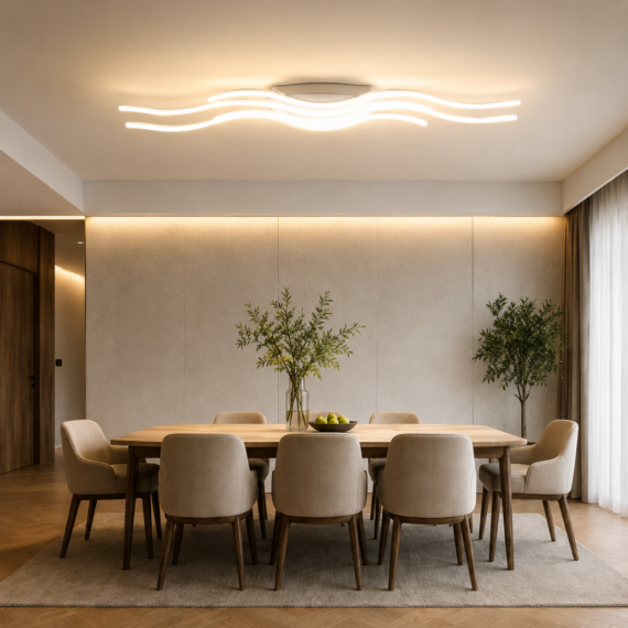 Lustra LED cu Telecomanda Waves 144w, Design Modern, Dimabil, 3 stimuli Iluminat
