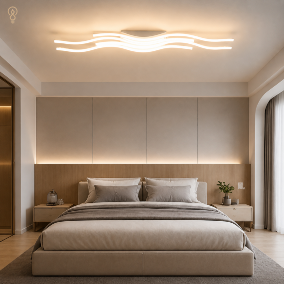 Lustra LED cu Telecomanda Waves 144w, Design Modern, Dimabil, 3 stimuli Iluminat