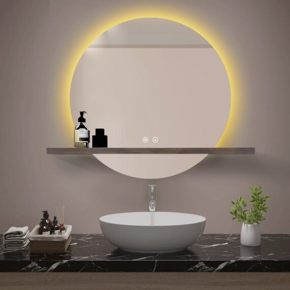Oglinda Baie LED Cu ETAJERA, Luxury 60Cm, Functie Dezaburire, Lumina calda -Rece- Neutru