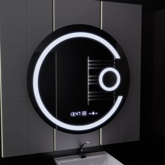 Oglinda LED cu Senzor Sistem Dezaburire Ceas si Lupa 70X70cm