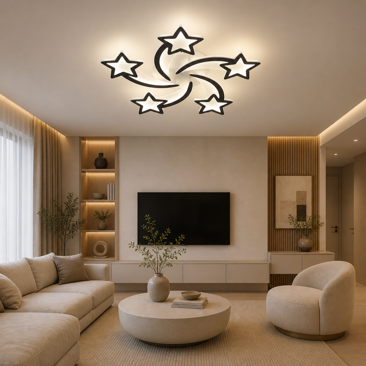 Lustra LED Stea cu Telecomanda 100W lumina/rece/calda/neutra intensitate reglabila