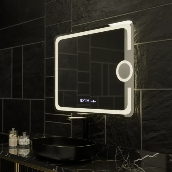 Oglinda LED Senzor, cu functie Dezaburire si lupa Cosmetica 3X, 80x60 cm