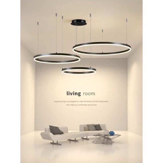 Lustra LED Neagra 3cecuri 60cm+40cm+30cm, Telecomanda