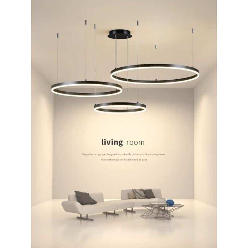 Lustra LED Neagra 3cecuri 60cm+40cm+30cm, Telecomanda