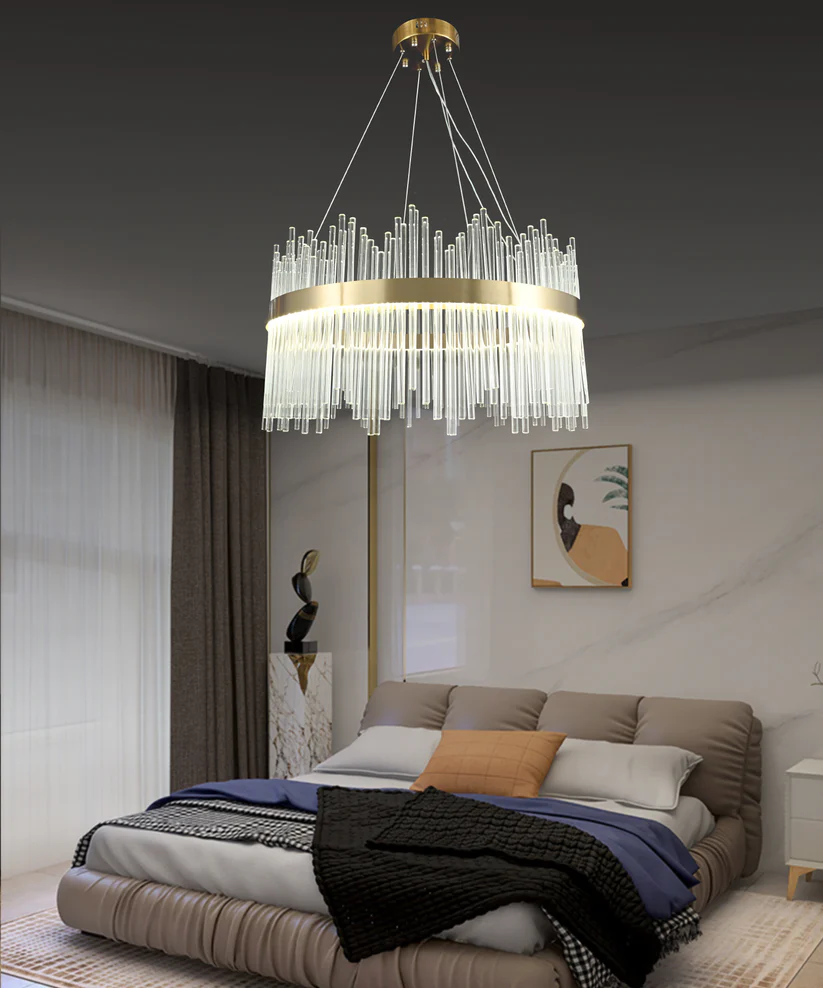 Candelabru LED 40cm Textura Cristal cu Metal Auriu 8817