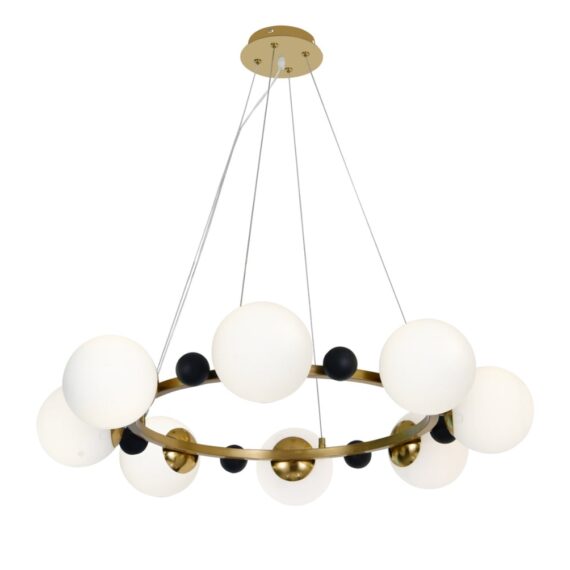 Pendul 5750-10, Cu Abajururi 8 x E27, Auriu/Alb