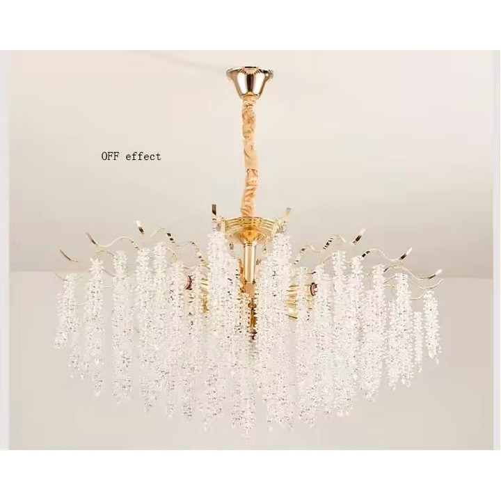 Candelabru Metal Auriu Cristal E14 x 7 50cm