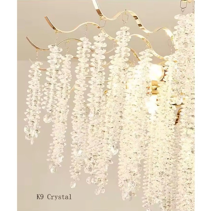 Candelabru Metal Auriu Cristal E14 x 7 50cm