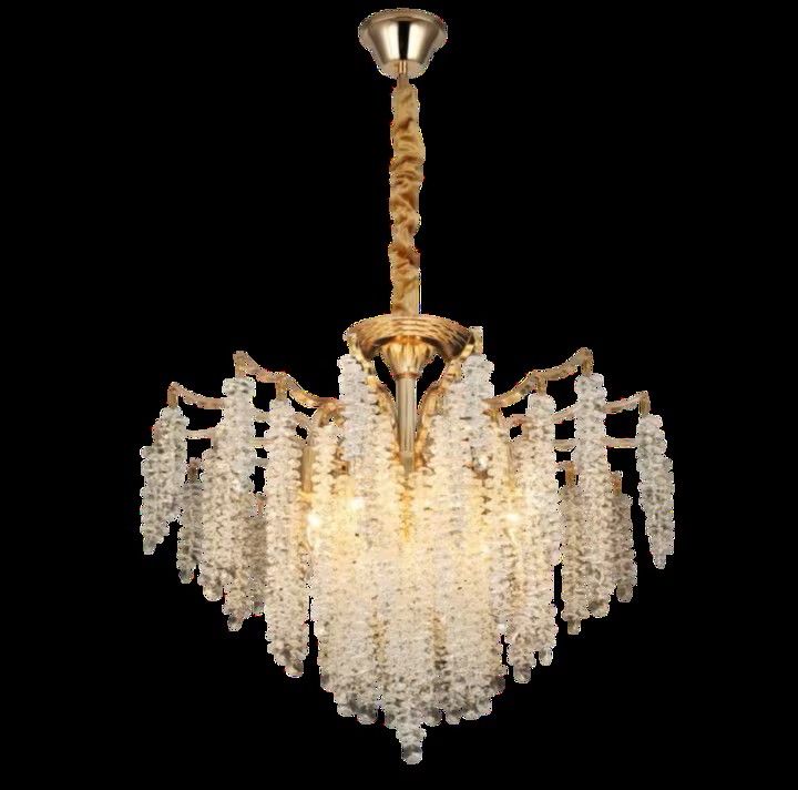Candelabru Metal Auriu Cristal E14 x 7 50cm