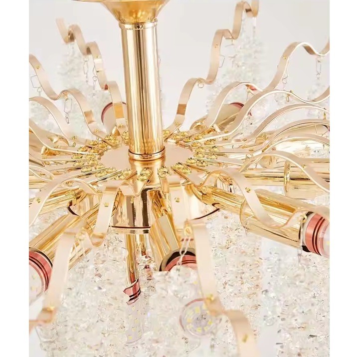 Candelabru Metal Auriu Cristal E14 x 7 50cm