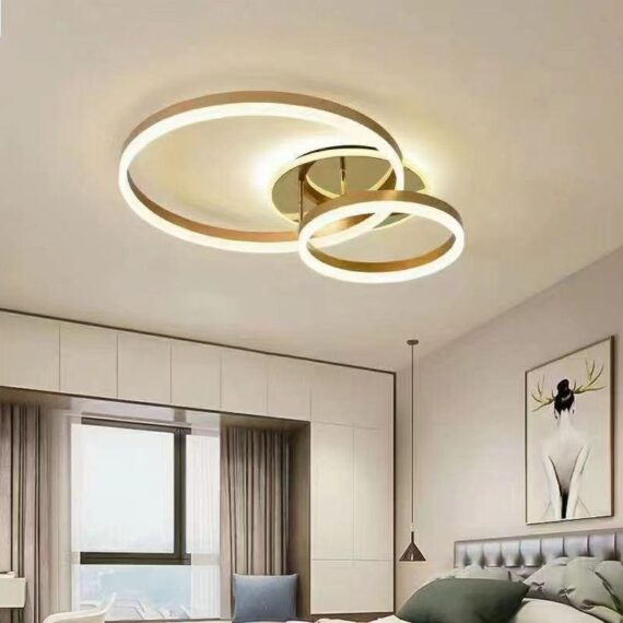Lustra LED Gold 2 Cercuri cu Telecomanda wifi 2.4G lumina/rece/calda/neutra intensitate reglabila in stoc