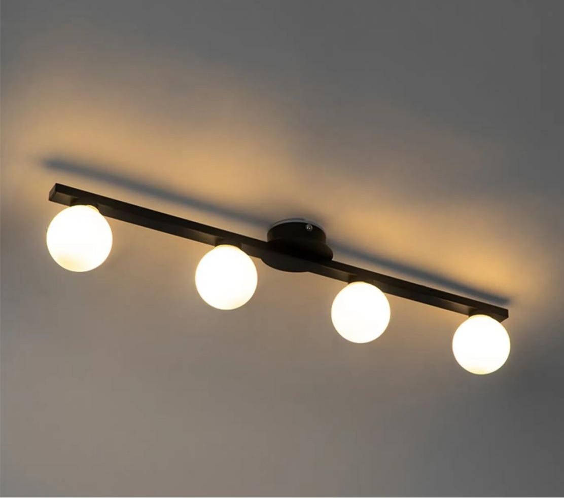 Lustra Hol Neagra cu Glob Alb 4 x G9, 508-4