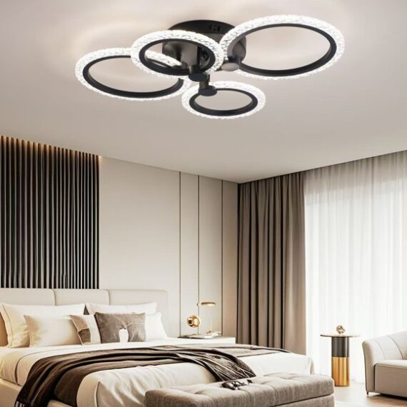 Lustra cu Telecomanda 66-4, Negru 80W LED