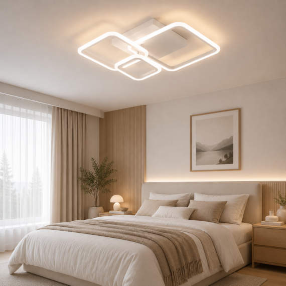 Lustra cu Telecomanda Alba, 88w LED, 3 Tipuri Iluminat