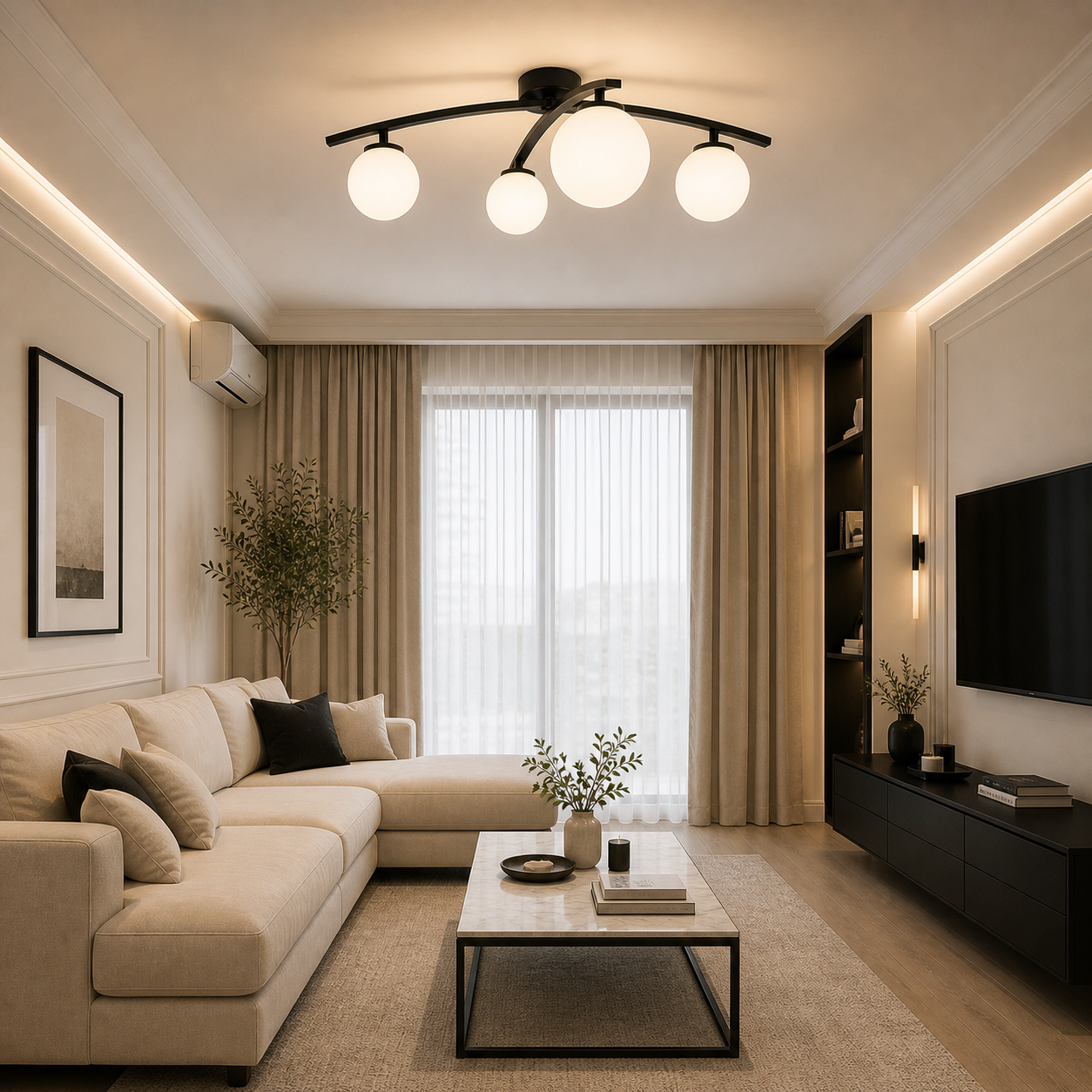 Lustra Moderna cu Glob 2601/4 cu 4 x E27