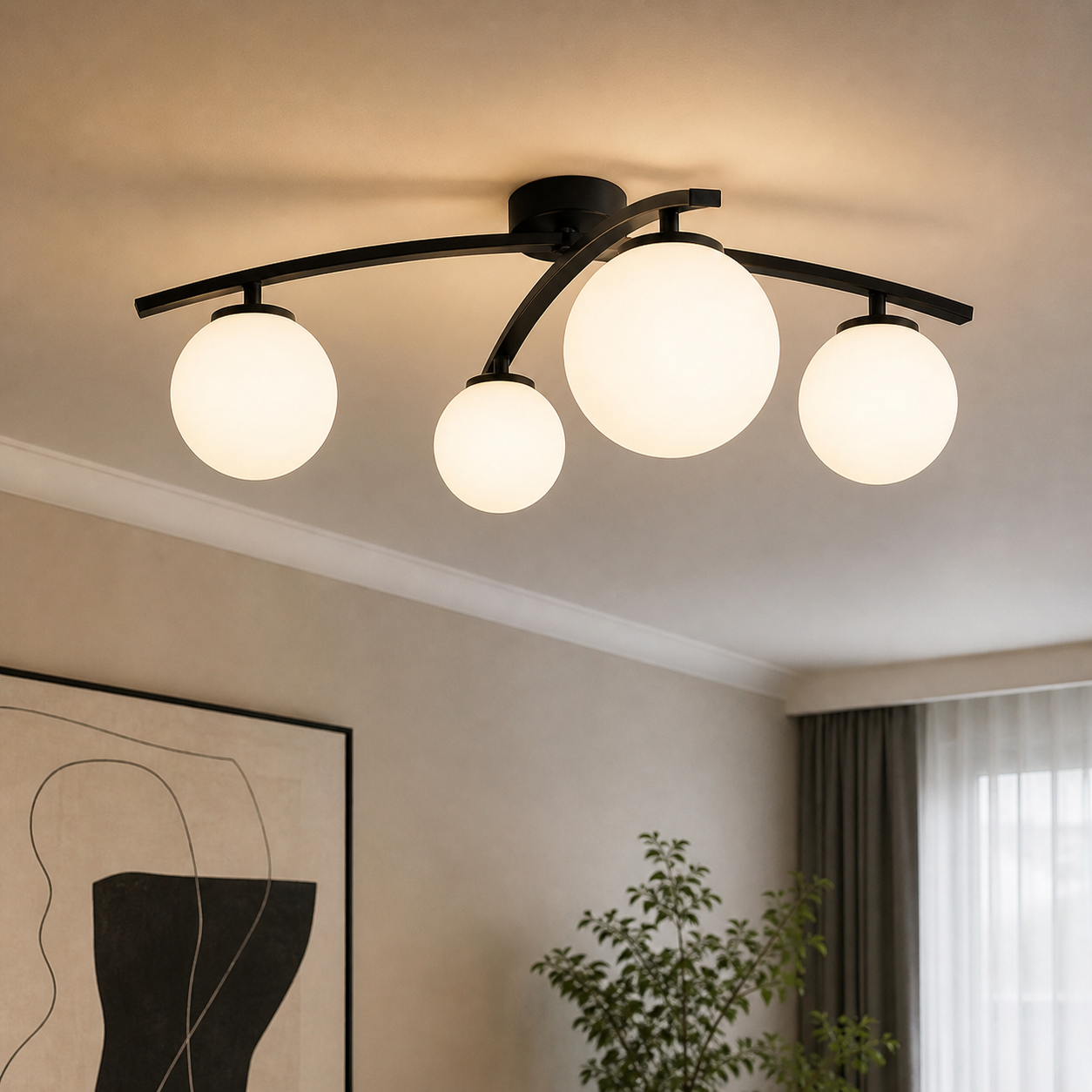 Lustra Moderna cu Glob 2601/4 cu 4 x E27